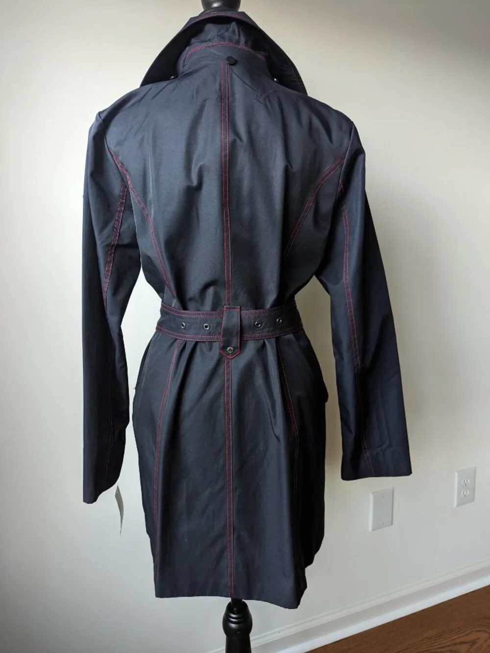 Michael Kors Asymmetrical Zip Trench Coat in Dark Navy S